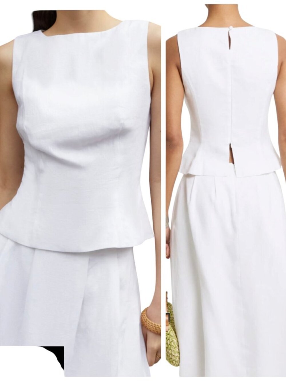 o.p.t White Linen Peplum Tank Top Size 6 NWT Sleeveless Blouse - Picture 1 of 6